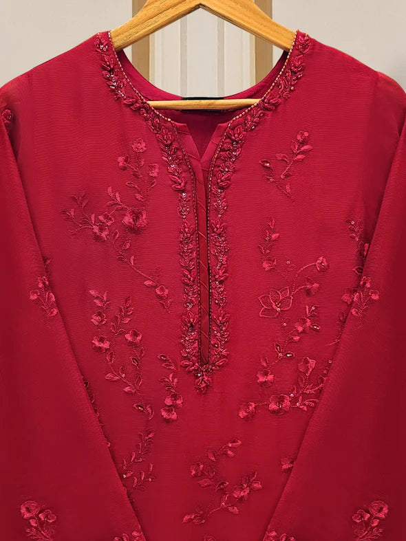 3 PIECE - PURE COTTON NET EMBROIDERED SUIT S109624