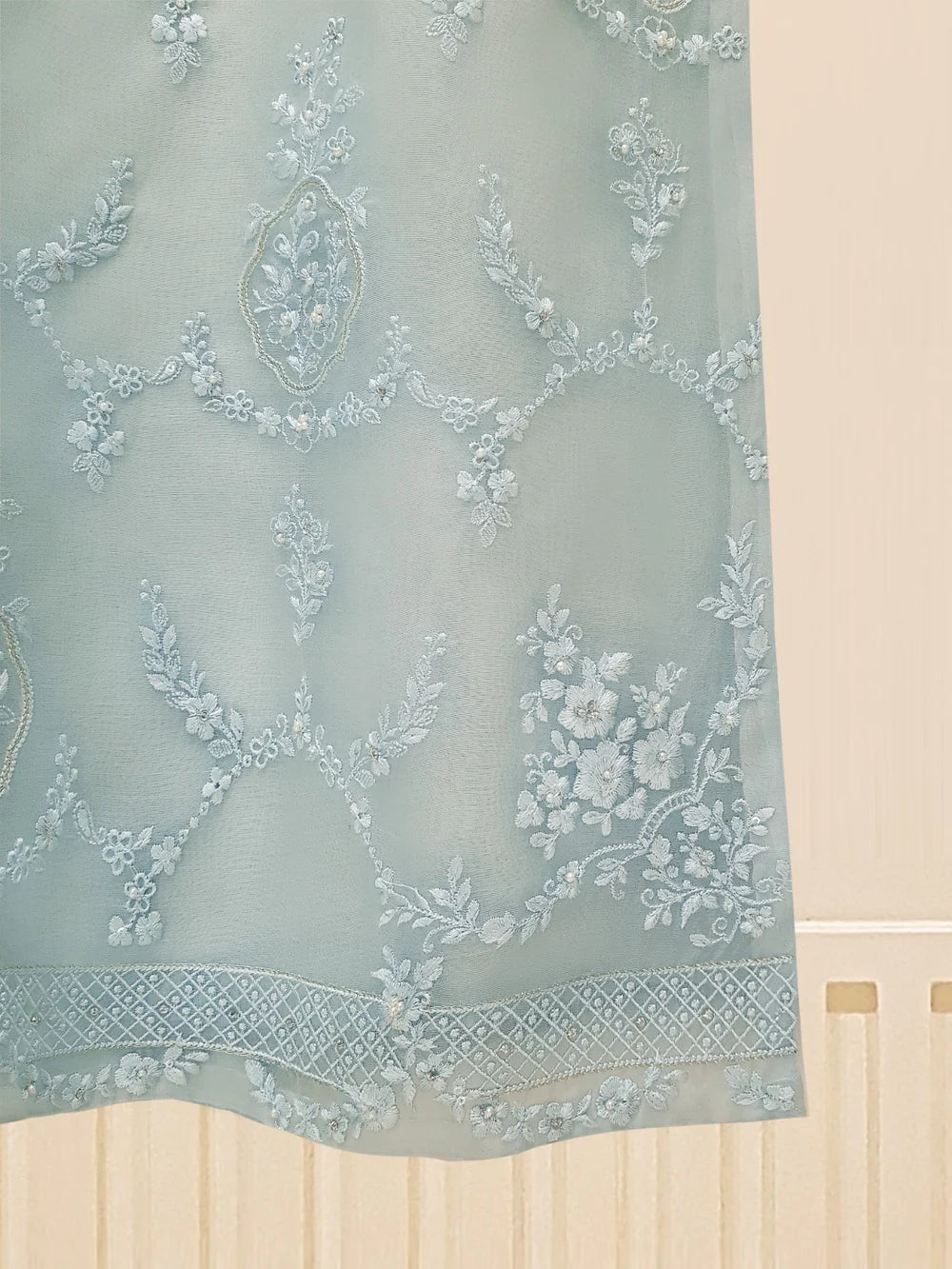 3 PIECE - PURE ORGANZA EMBROIDERED SUIT S108814