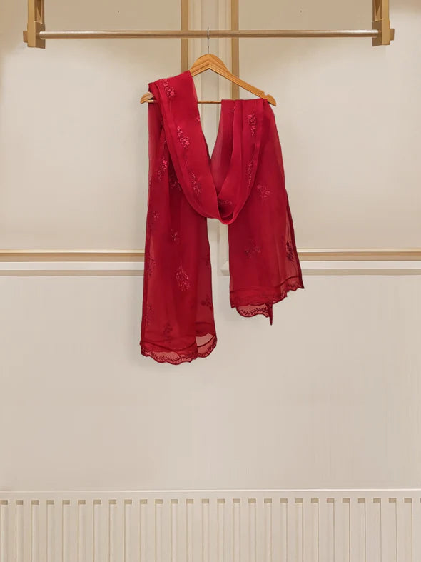3 PIECE - PURE COTTON NET EMBROIDERED SUIT S109624