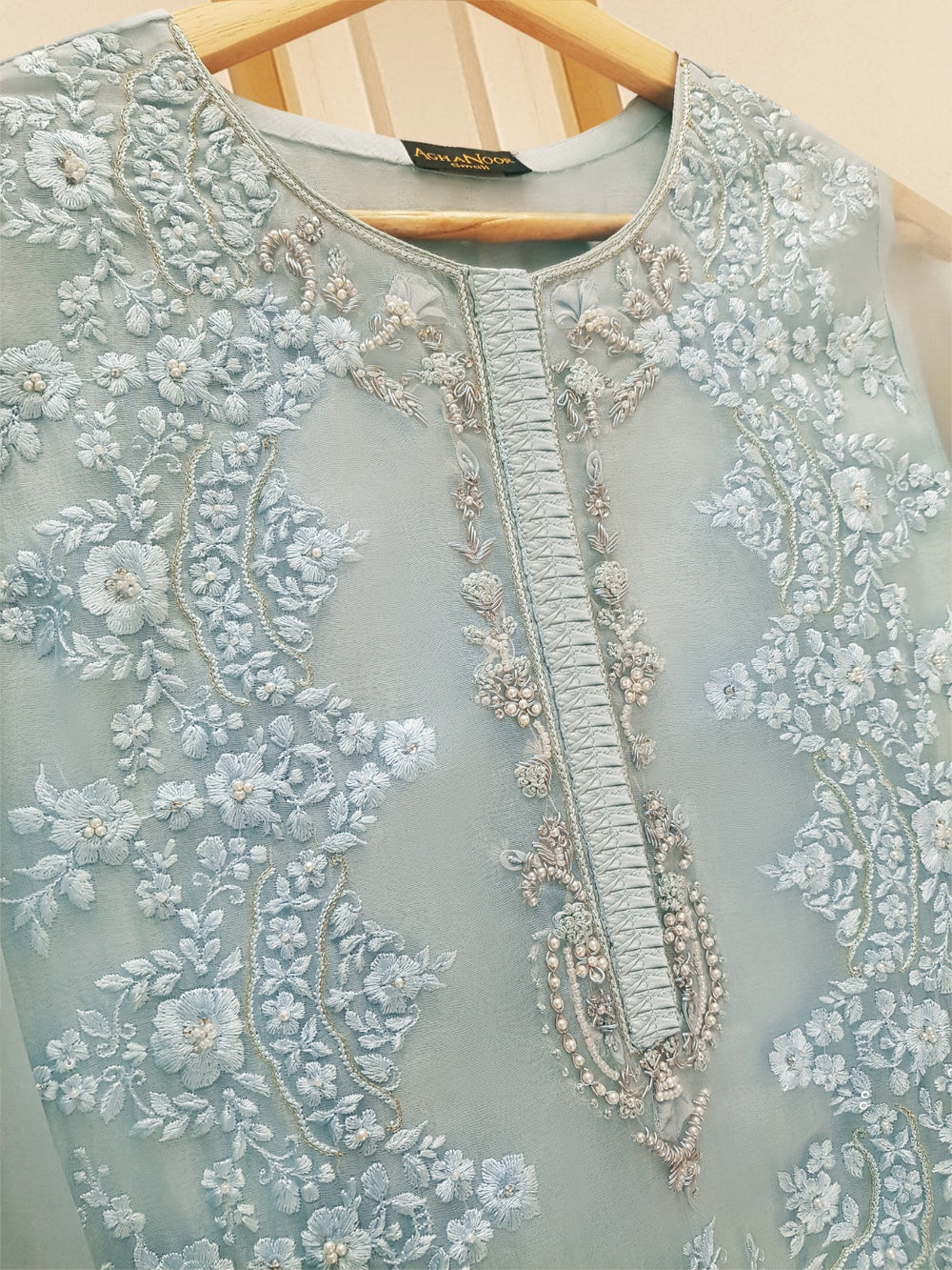 3 PIECE - PURE ORGANZA EMBROIDERED SUIT S108814
