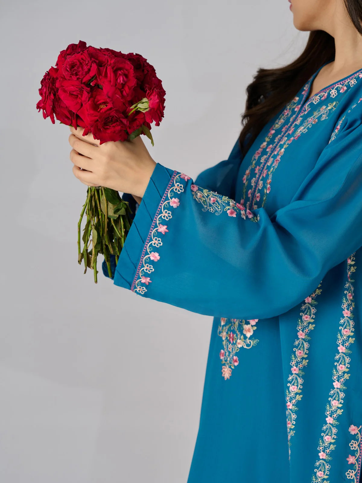 2 Piece - Embroidered Pure Swiss Voile Suit S110336