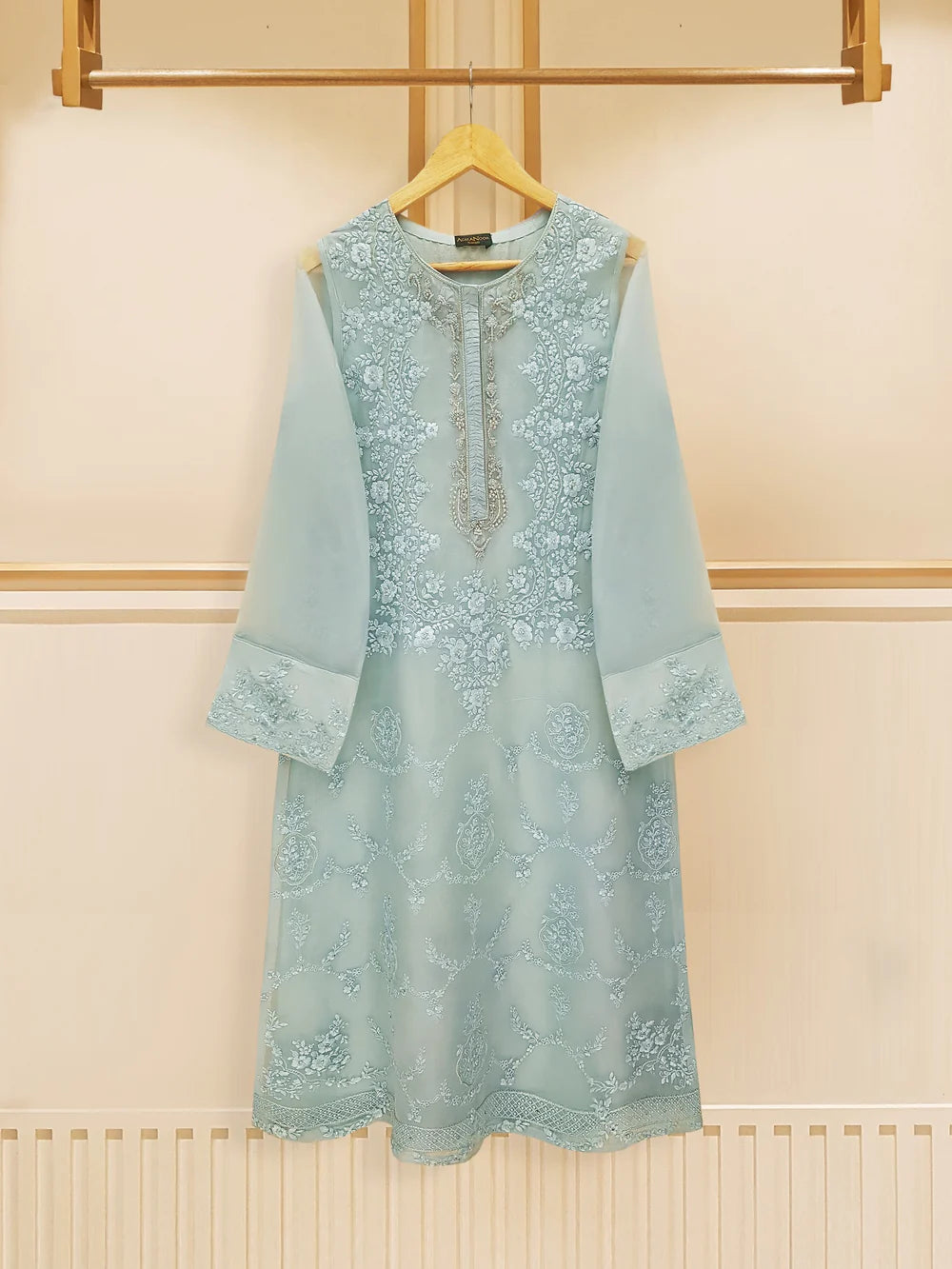 3 PIECE - PURE ORGANZA EMBROIDERED SUIT S108814
