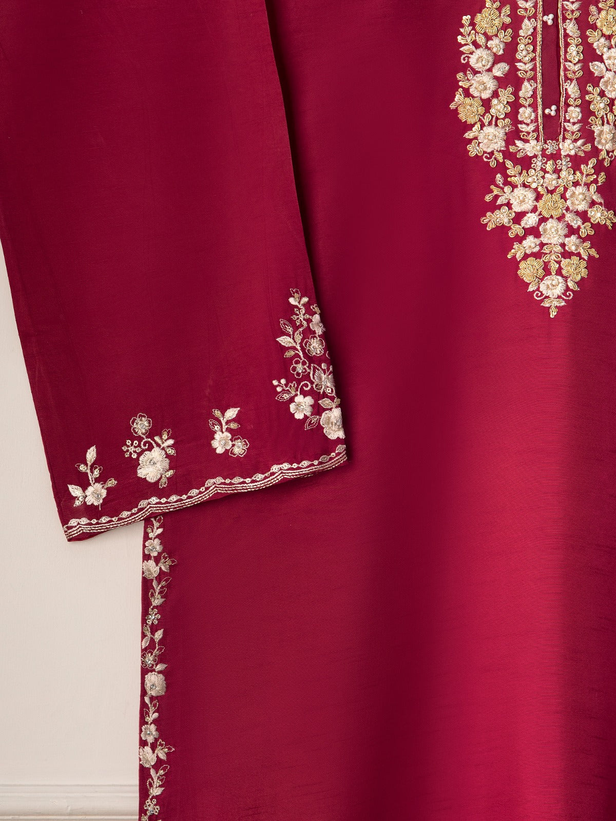2 Piece- Pure Korean Silk Embroidered Suit S110981