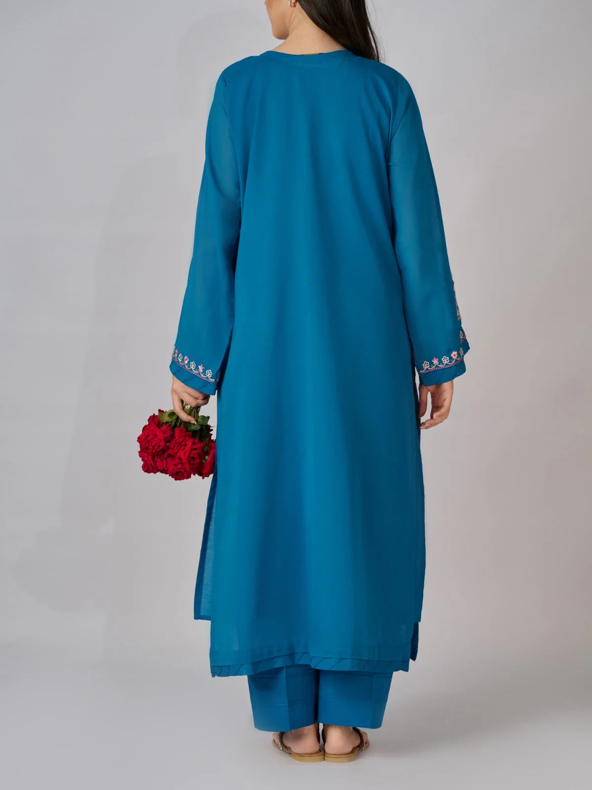 2 Piece - Embroidered Pure Swiss Voile Suit S110336