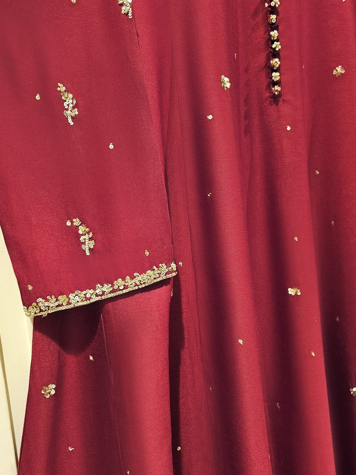 3 Piece- Pure Silk Net Embroidered Suit S111468