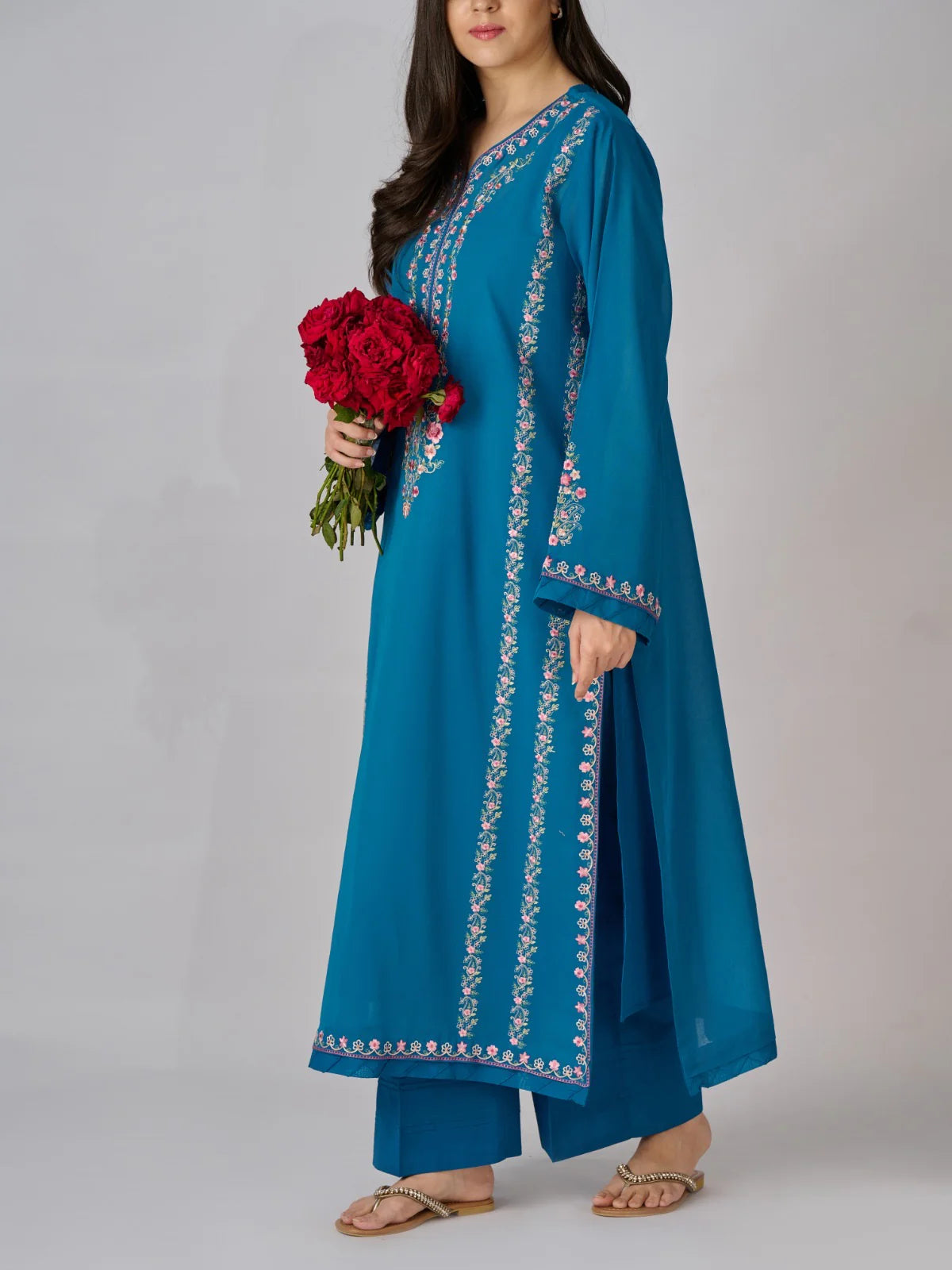 2 Piece - Embroidered Pure Swiss Voile Suit S110336
