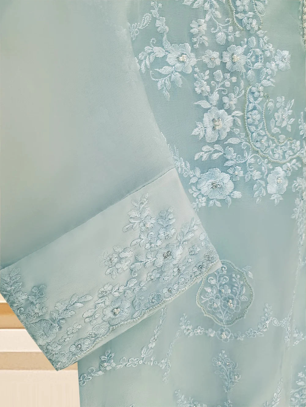 3 PIECE - PURE ORGANZA EMBROIDERED SUIT S108814