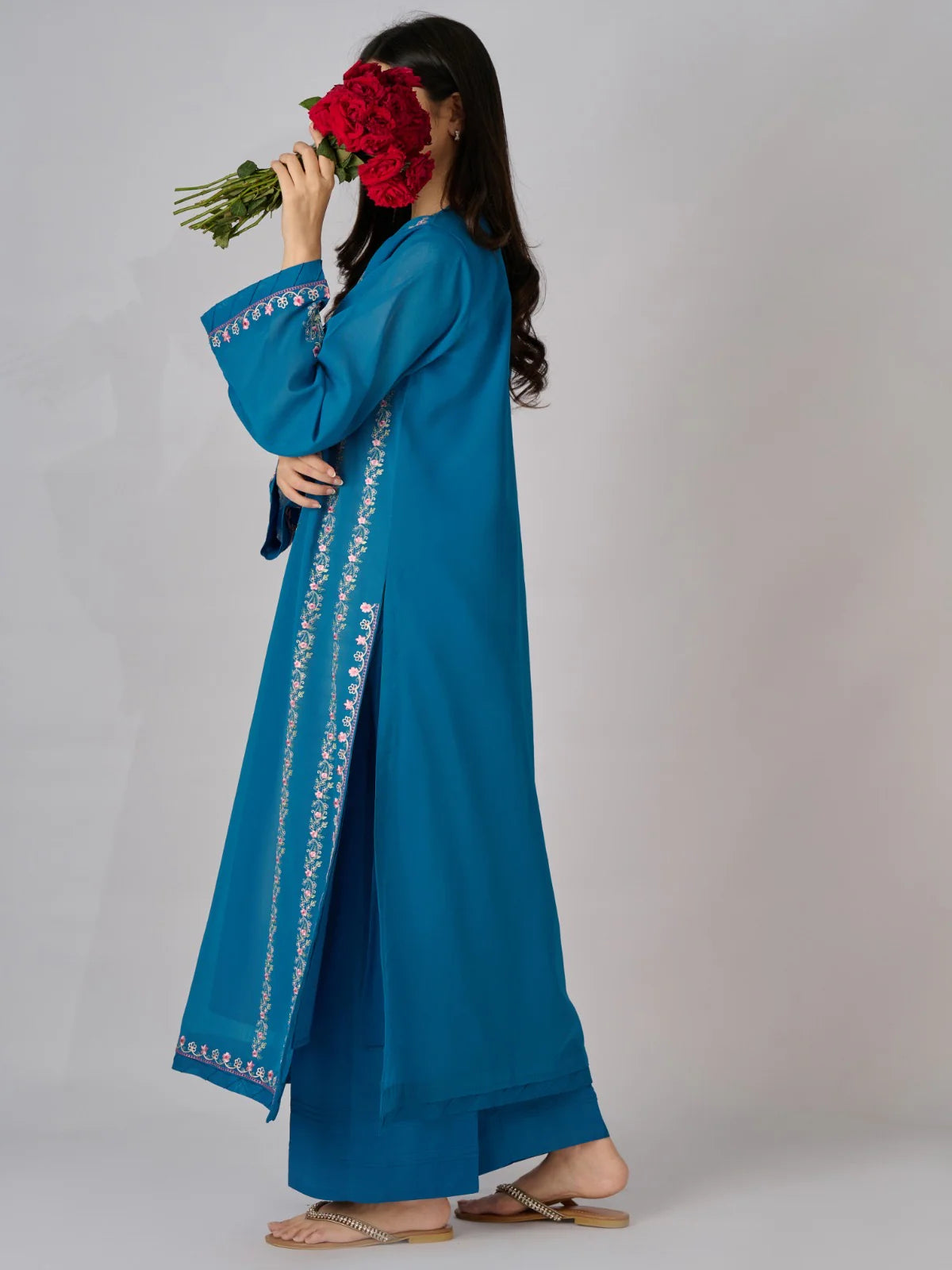 2 Piece - Embroidered Pure Swiss Voile Suit S110336