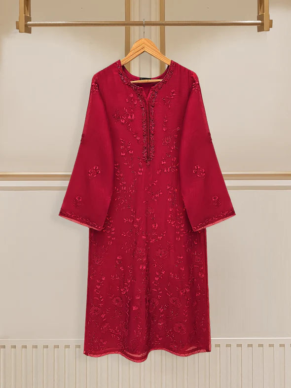 3 PIECE - PURE COTTON NET EMBROIDERED SUIT S109624