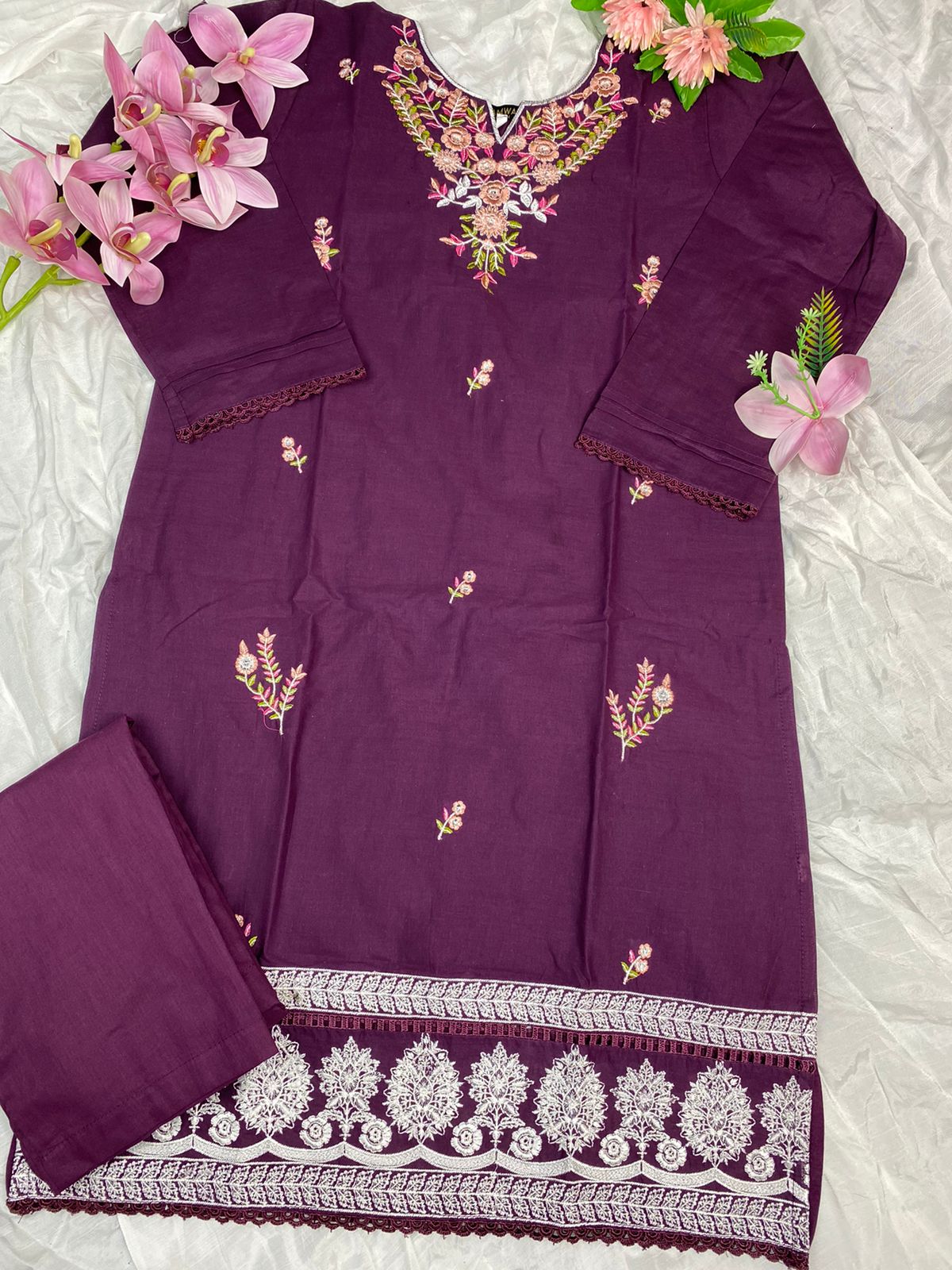 DARK PUPLE 2pc Embroidered Cotton Suit AFSANEH CTN-016