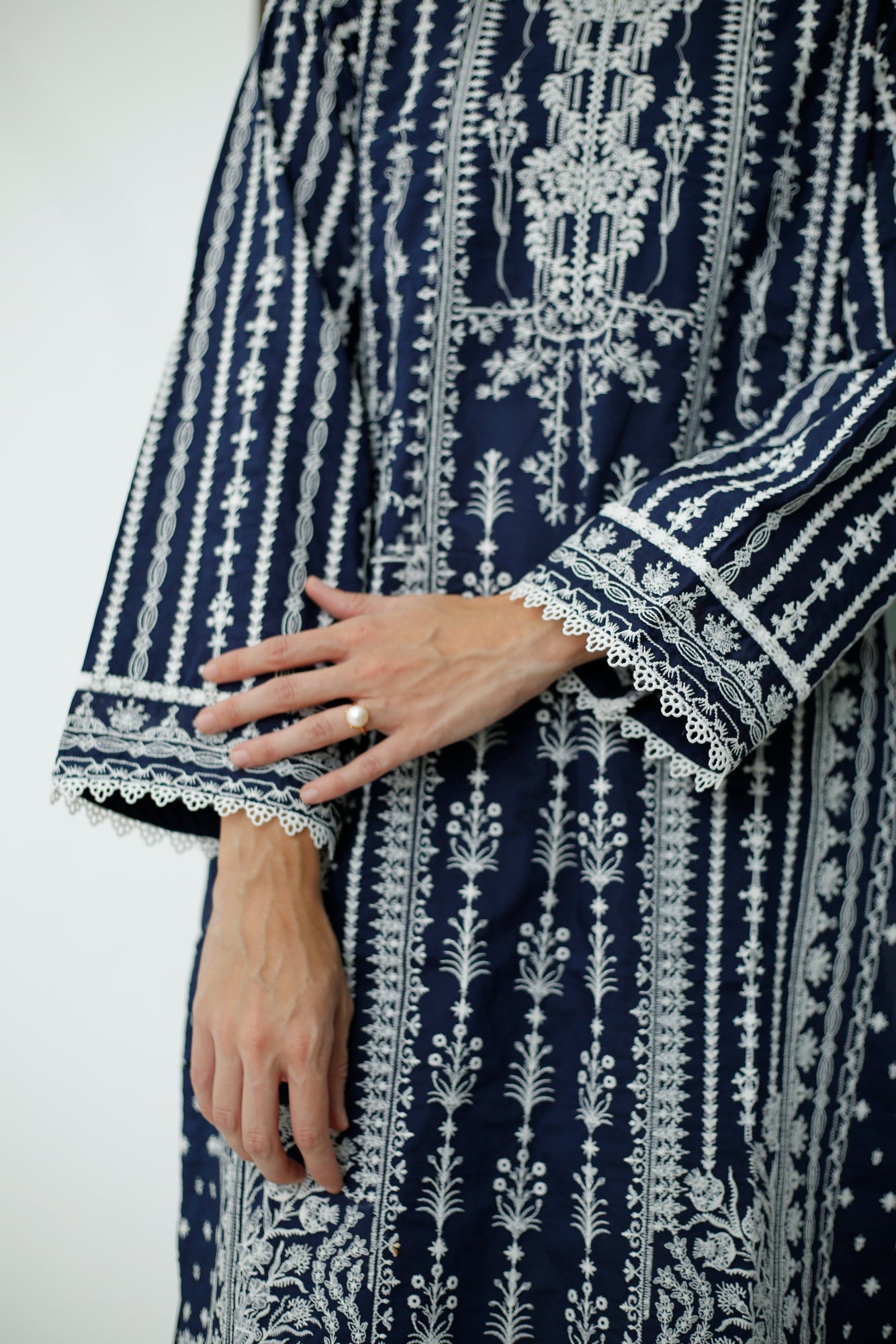 Navy Blue Embroidered Kurta