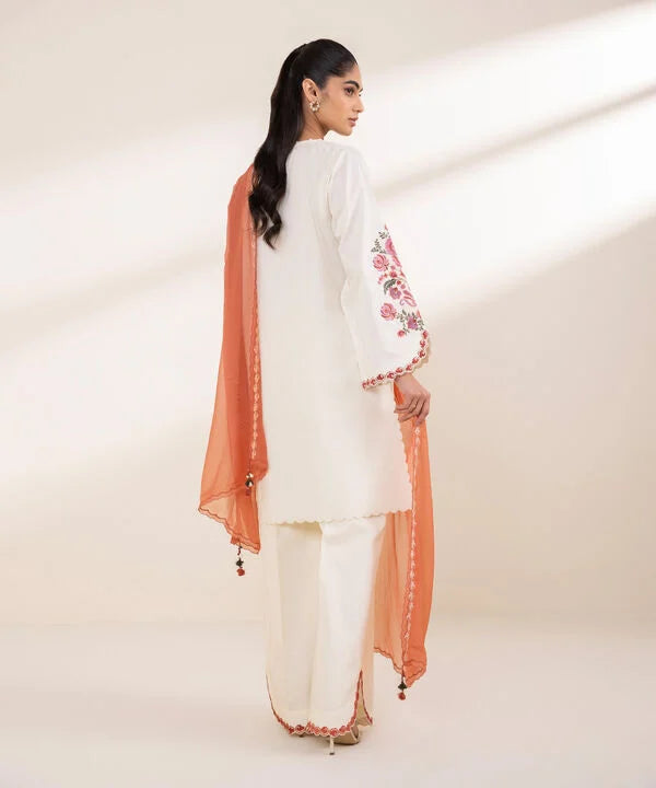 3 Piece - Embroidered Crosshatch Suit