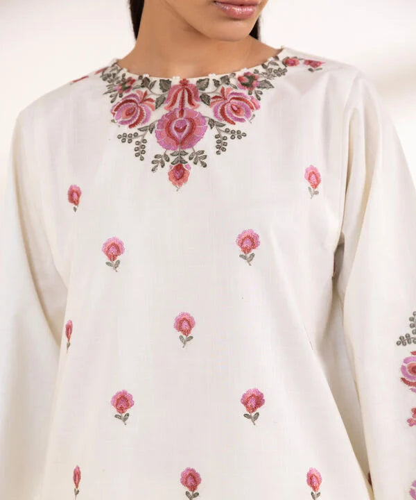 3 Piece - Embroidered Crosshatch Suit