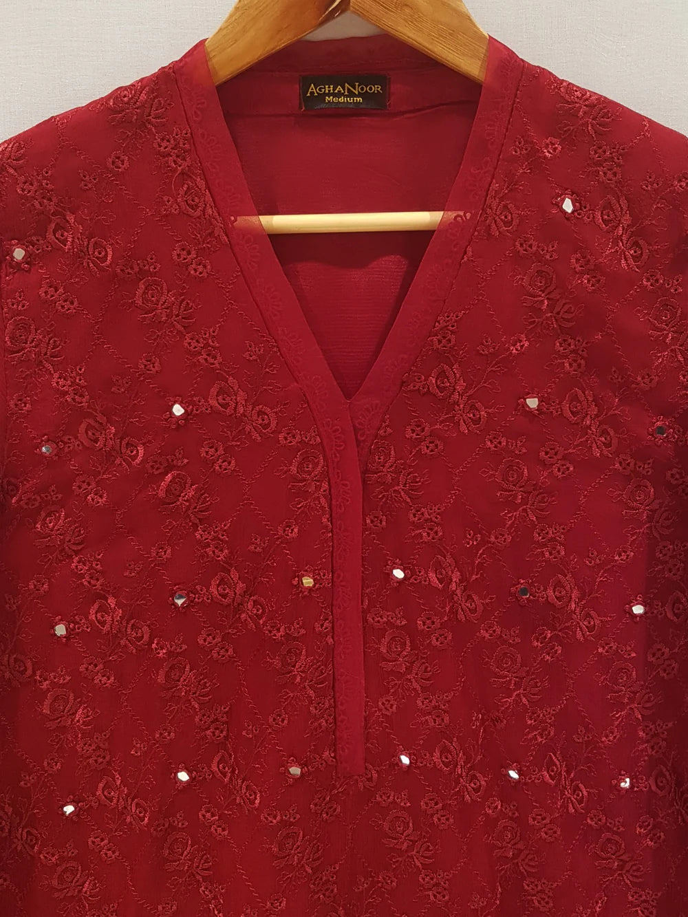 PURE CHIFFON HAND EMBROIDERED SHIRT AND PANTS S107104