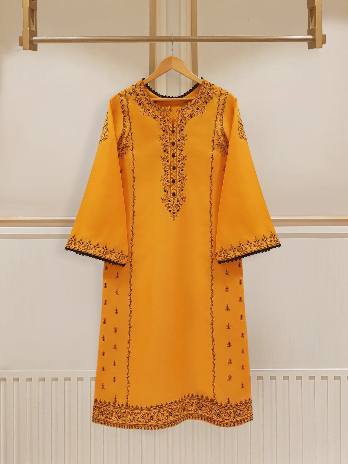 THREE PIECE EMBROIDERED PIMA COTTON LAWN SHIRT S107161