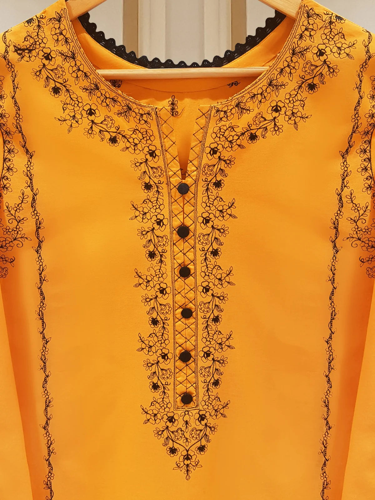 THREE PIECE EMBROIDERED PIMA COTTON LAWN SHIRT S107161