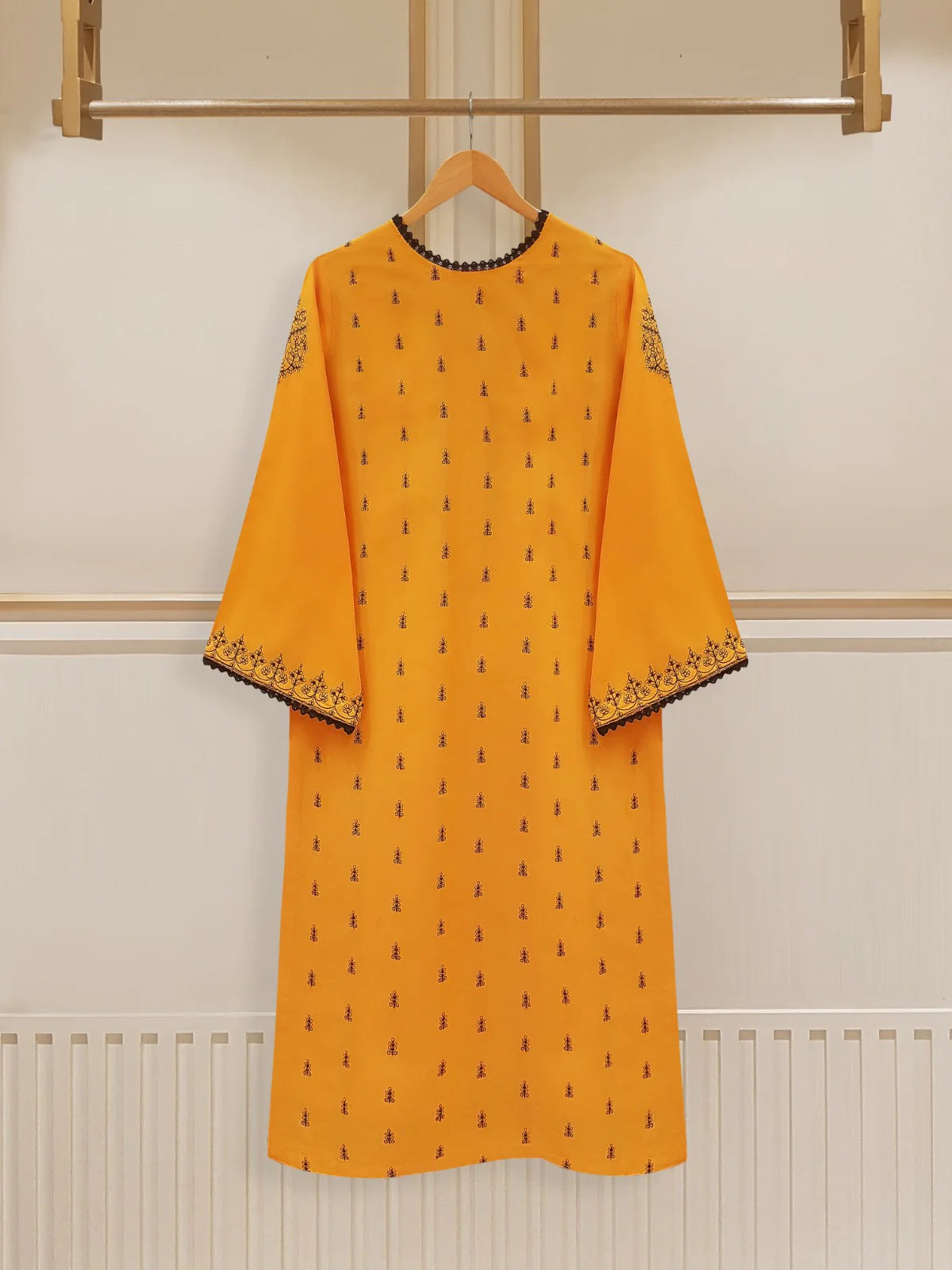 THREE PIECE EMBROIDERED PIMA COTTON LAWN SHIRT S107161