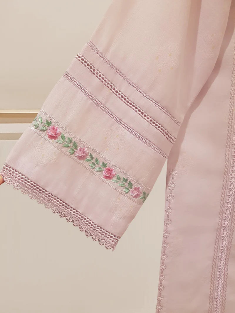 TWO PIECE FINE JACQUARD LAWN EMBROIDERED SHIRT WITH CHIFFON DUPATTA S107523
