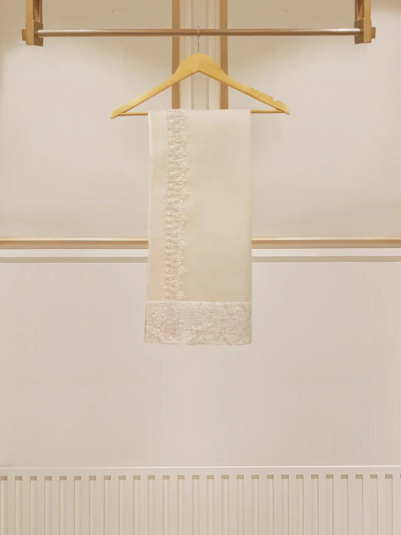 PURE HANDLOOM COTTON NET SHIRT WITH PURE ORGANZA DUPATTA AND SILK LACES S107566