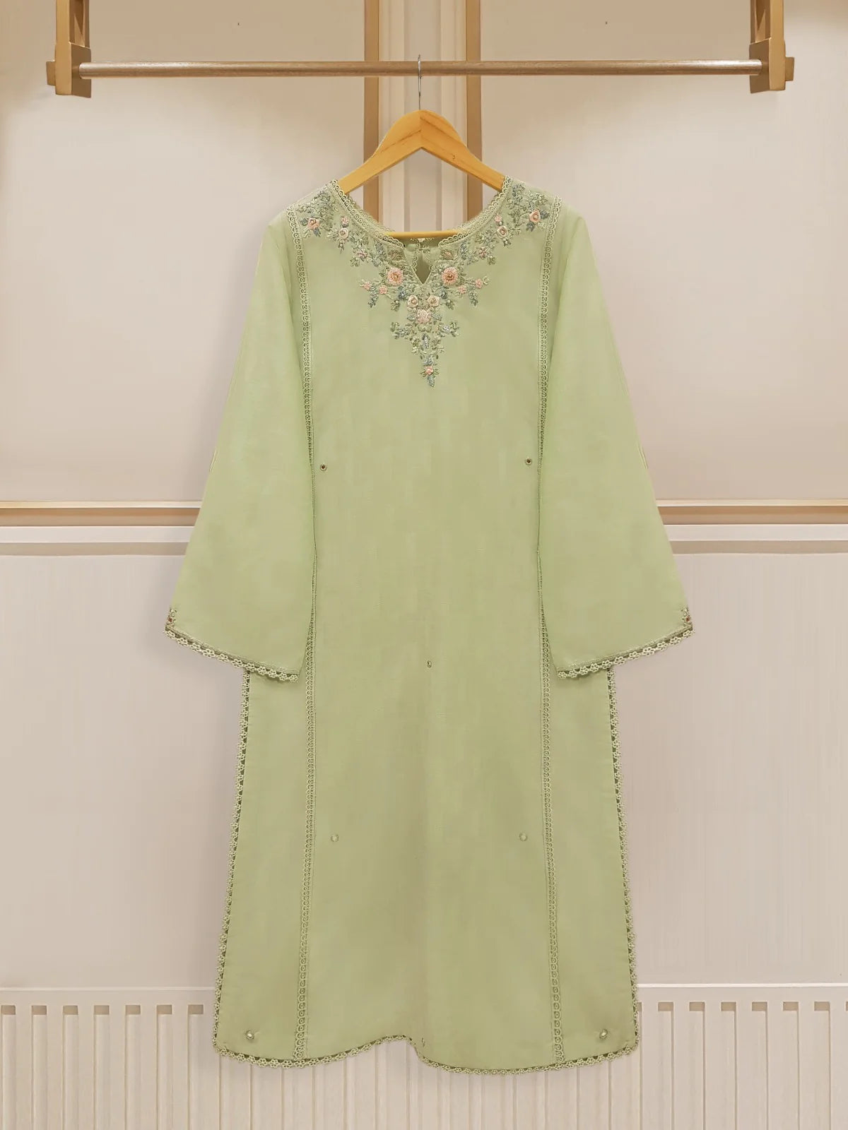 TWO PIECE FINE JACQUARD LAWN EMBROIDERED SHIRT WITH CHIFFON DUPATTA S107583