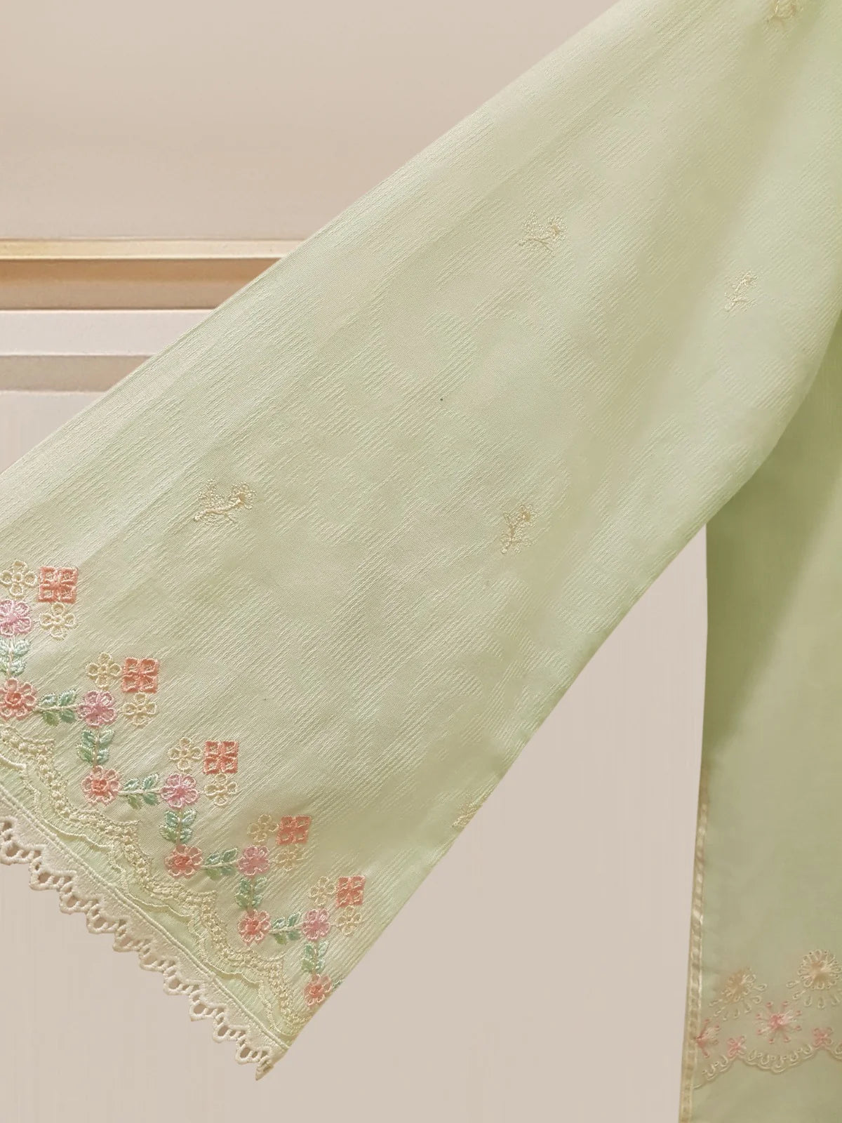 TWO PIECE FINE JACQUARD LAWN EMBROIDERED SHIRT WITH CHIFFON DUPATTA S107625