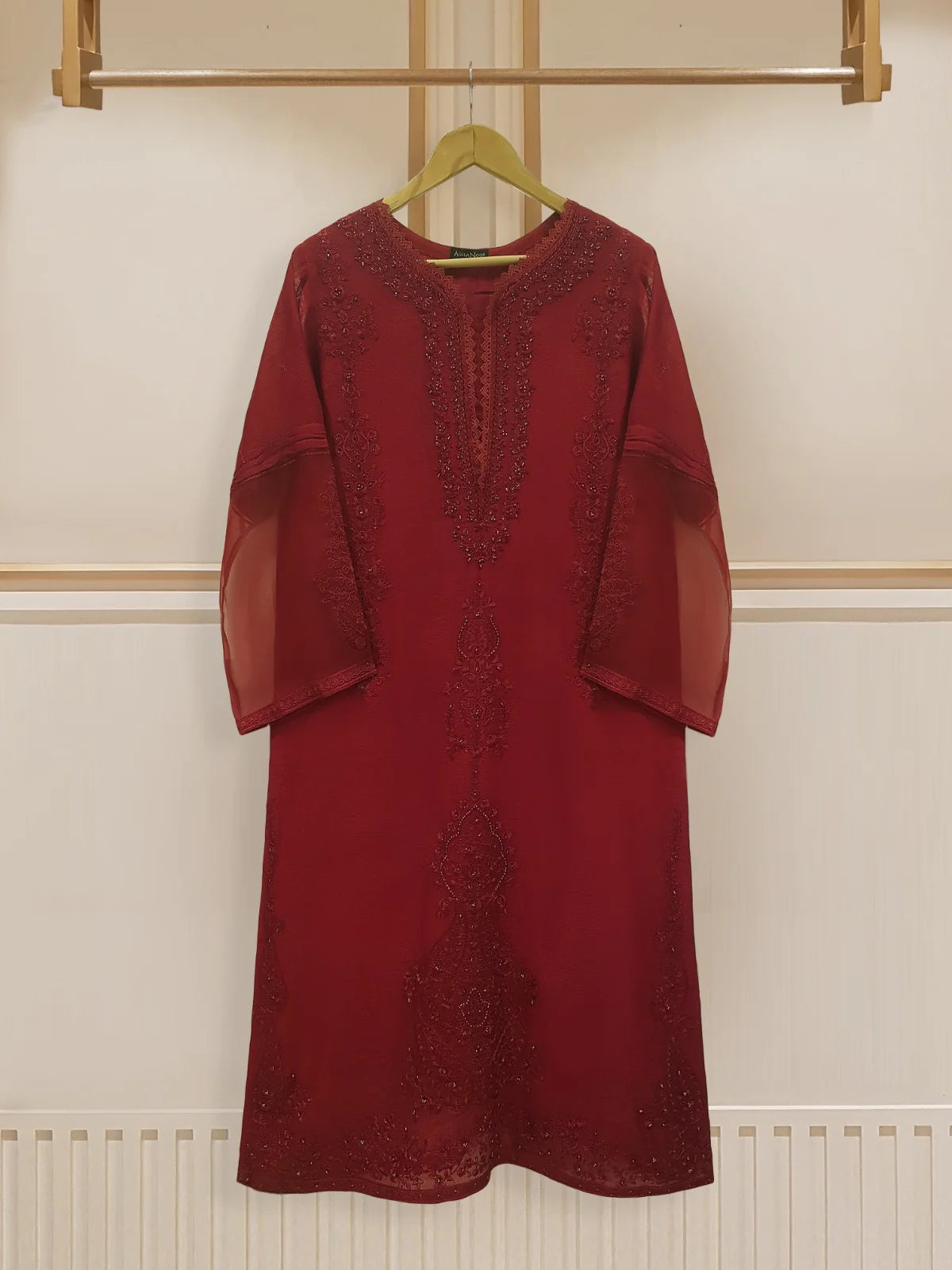 PURE HANDLOOM COTTON NET SHIRT WITH PURE ORGANZA DUPATTA AND SILK LACES S107648