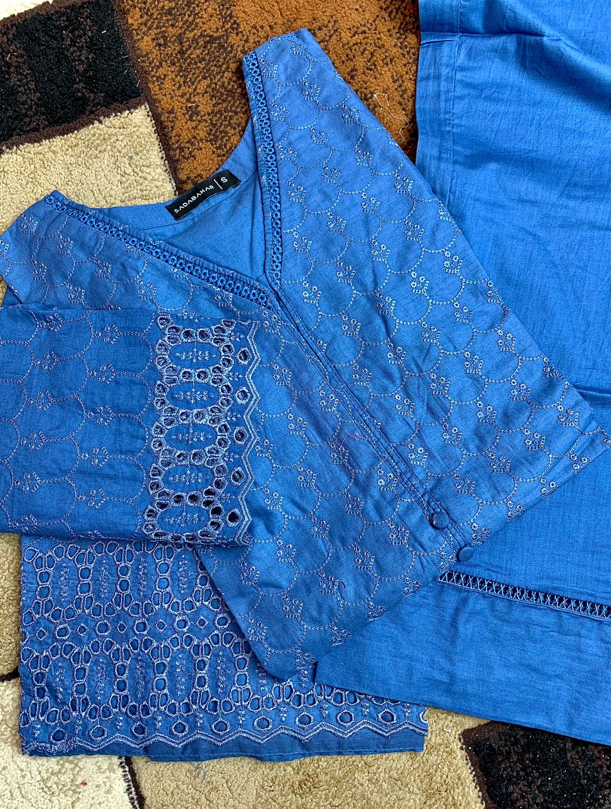 2PCS SHIRT & PANT BLUE LAWN SUIT SB-0019- SADA BAHAR