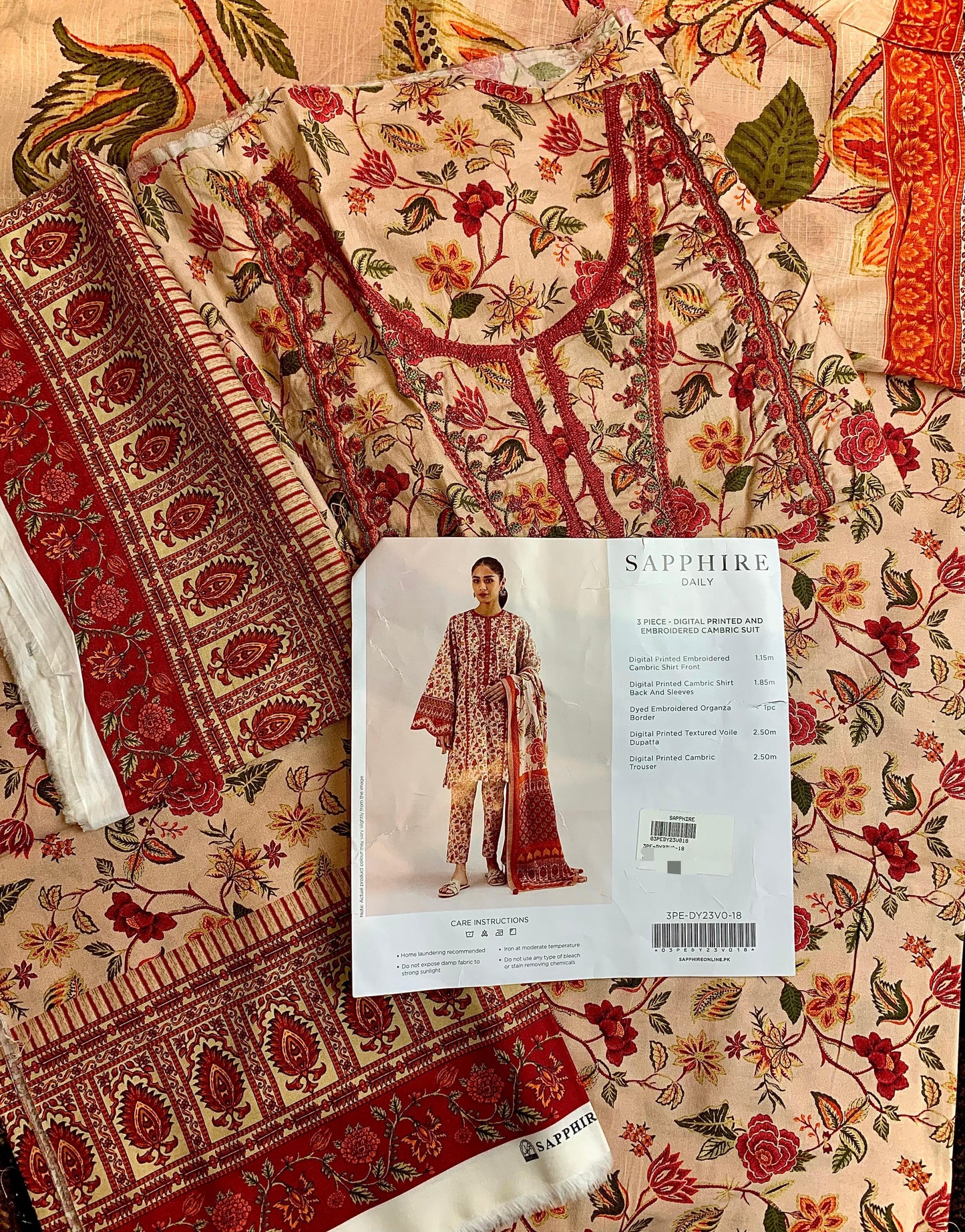 Unstitched 3pcs Digital Printed Suit