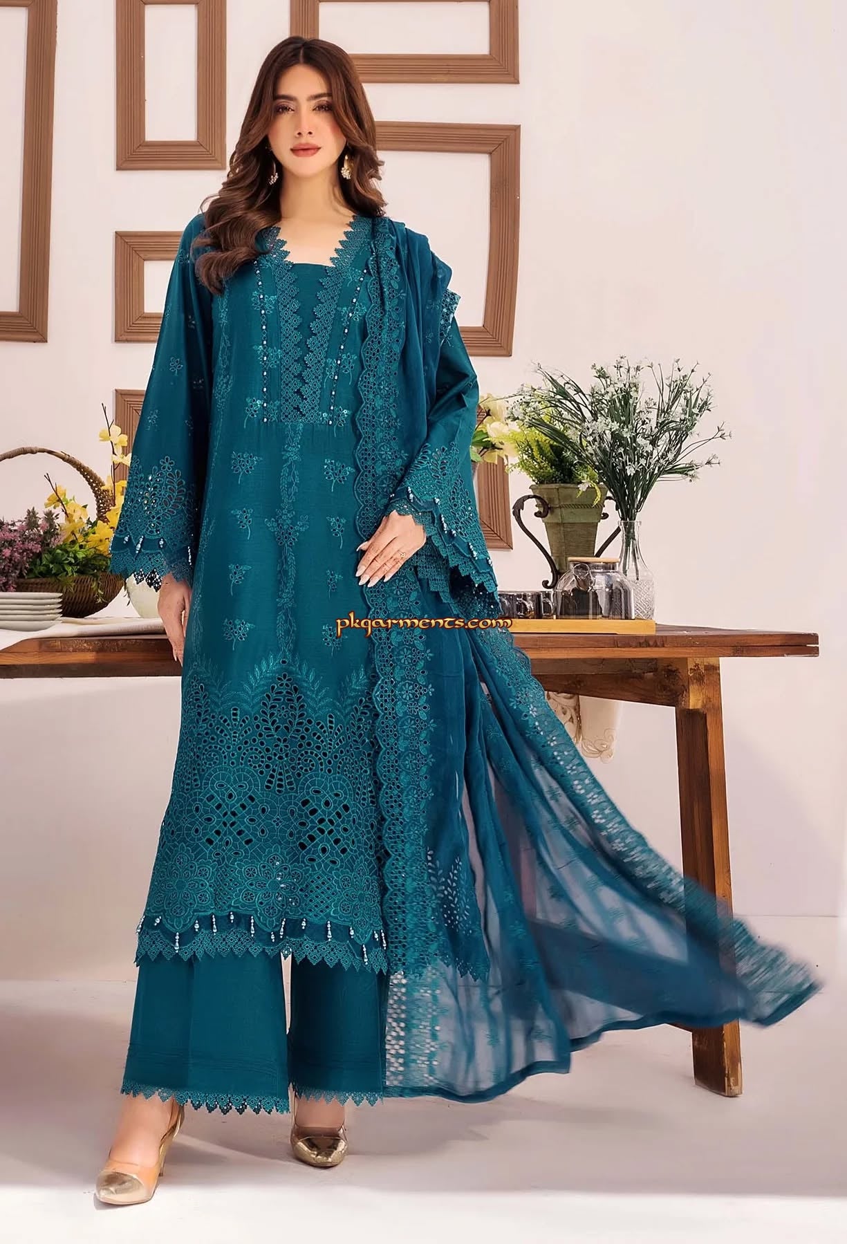 STELLA UNSTITCHED CHIKANKARI LAWN BY ADAN'S LIBAS