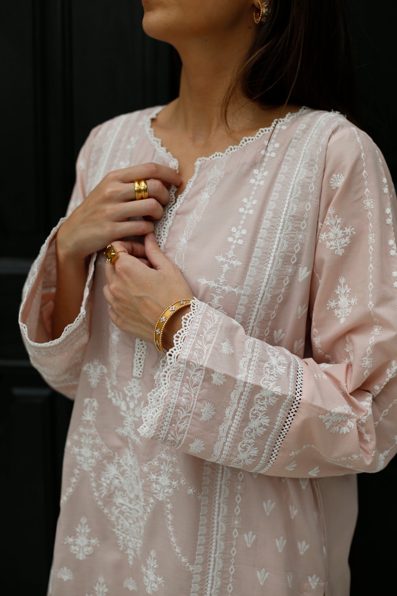 Pastel Pink Embroidered Kurta