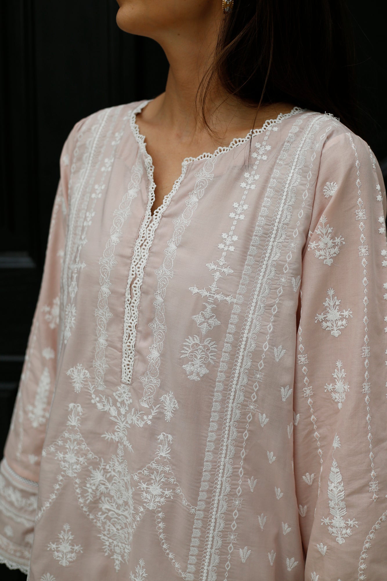 Pastel Pink Embroidered Kurta