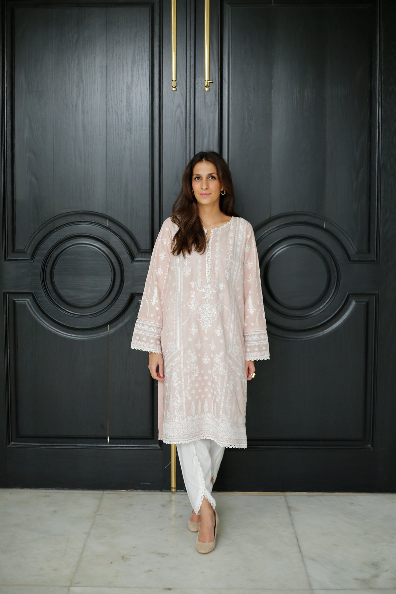 Pastel Pink Embroidered Kurta