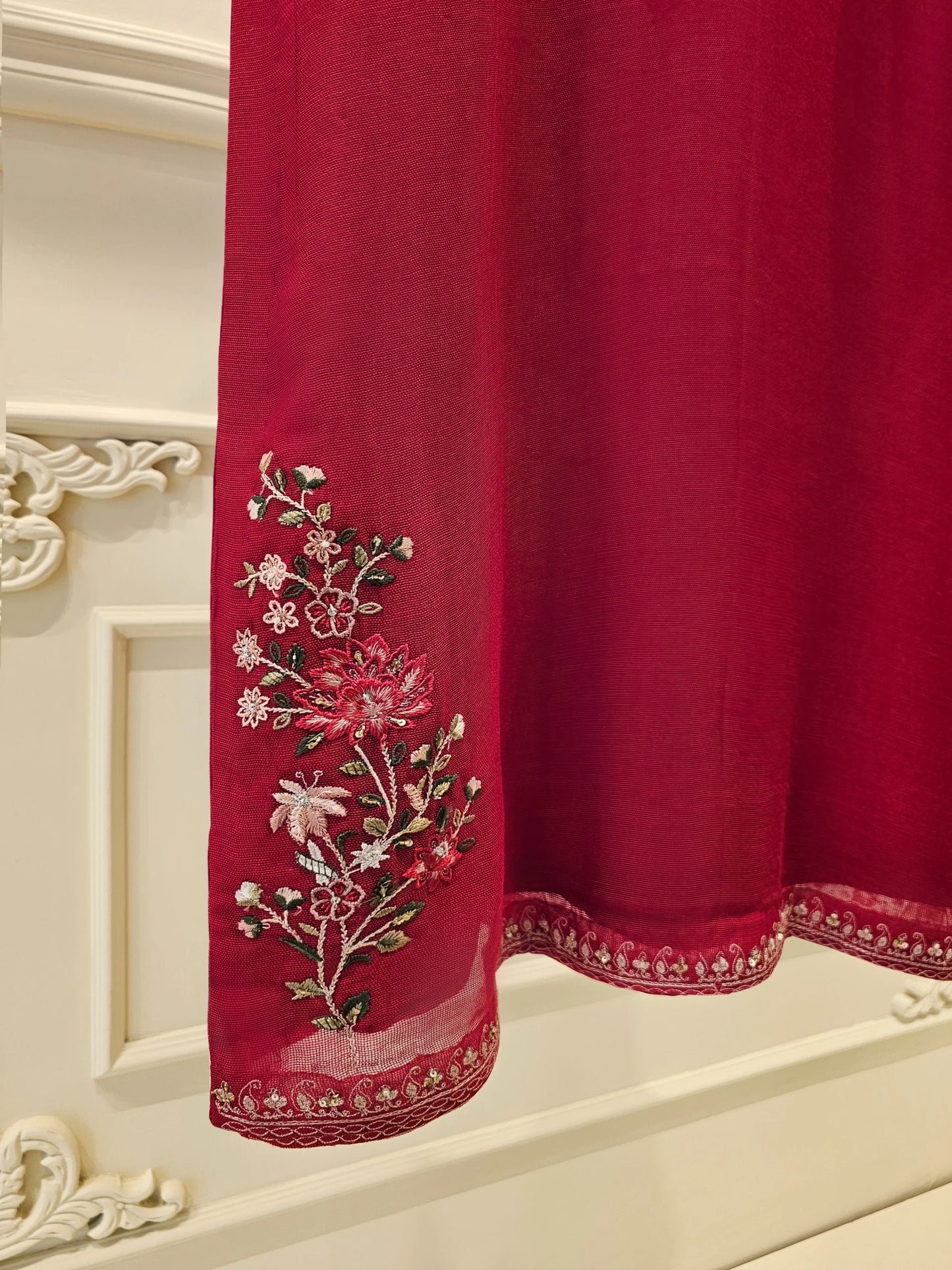 3 Piece- Pure Cotton Net Embroidered Suit S111589