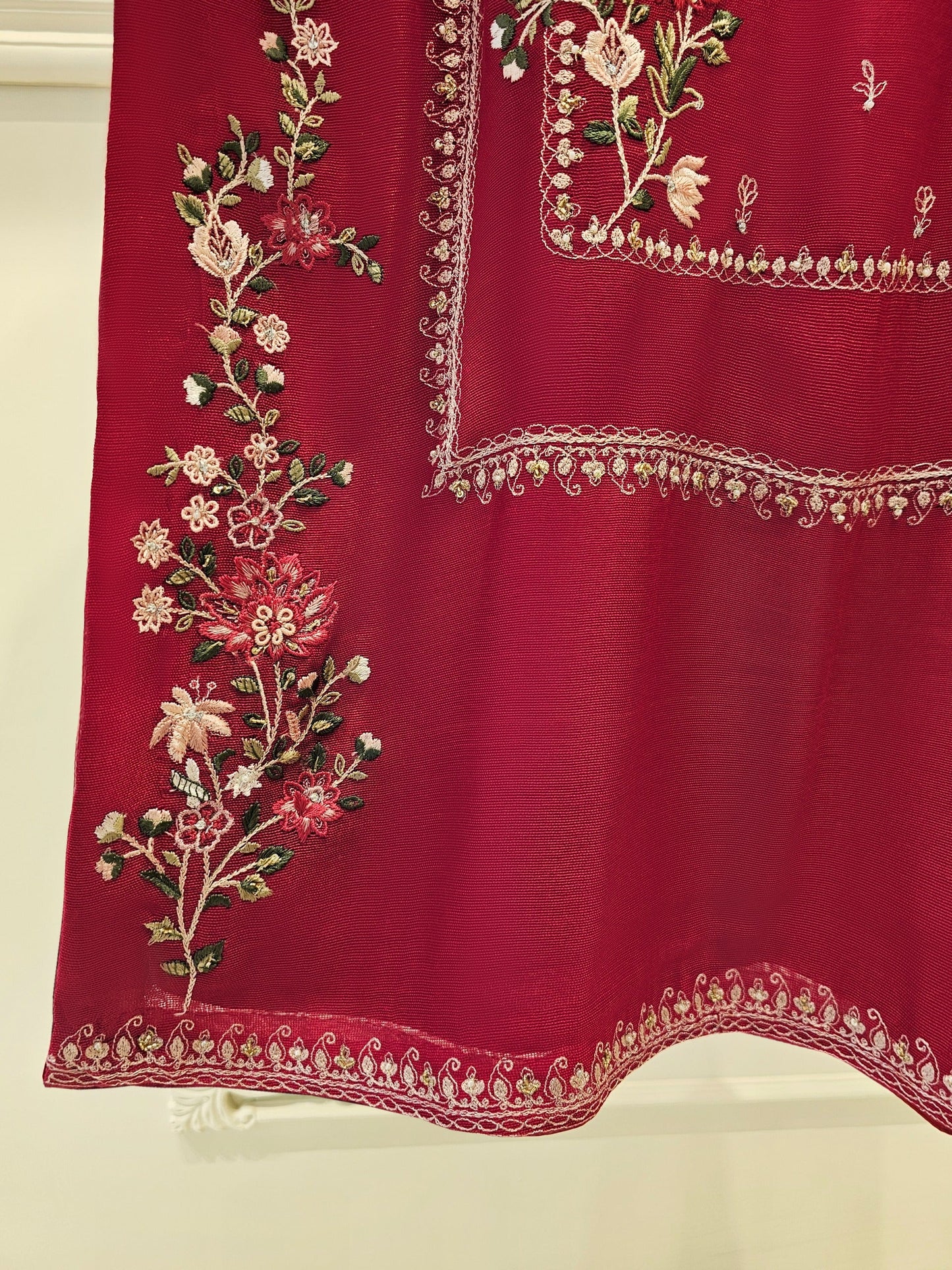 3 Piece- Pure Cotton Net Embroidered Suit S111589