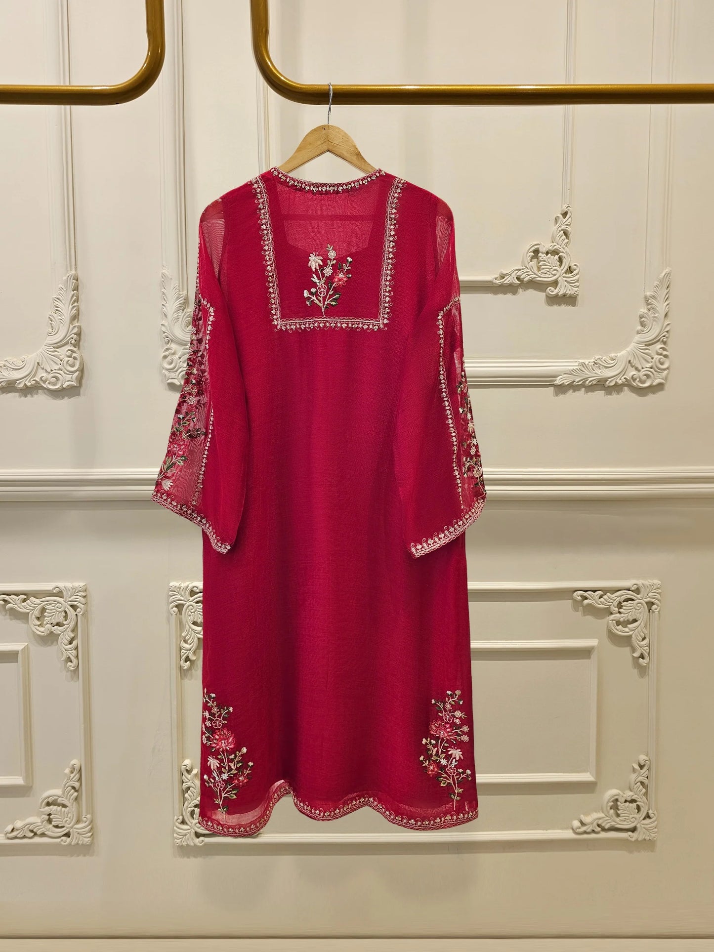 3 Piece- Pure Cotton Net Embroidered Suit S111589