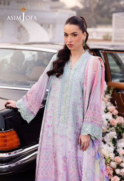 AJRS-07 DIGITALLY PRINTED EMBROIDERED BLENDED SILK 3 PCS