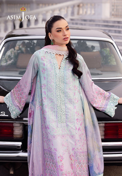 AJRS-07 DIGITALLY PRINTED EMBROIDERED BLENDED SILK 3 PCS