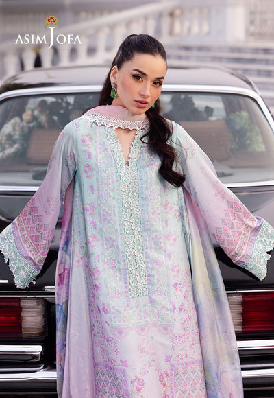 AJRS-07 DIGITALLY PRINTED EMBROIDERED BLENDED SILK 3 PCS