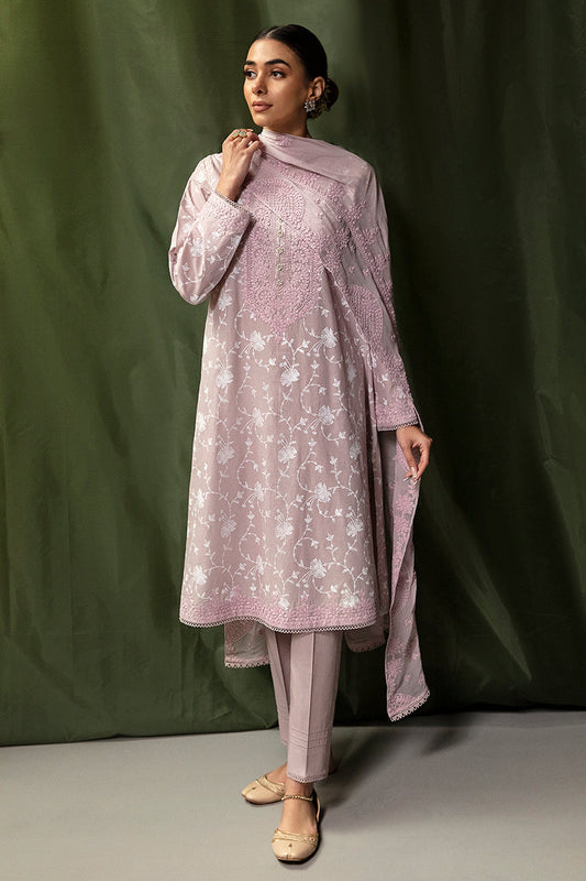 BURNISHED HUES-3PC LAWN EMBROIDERED SUIT