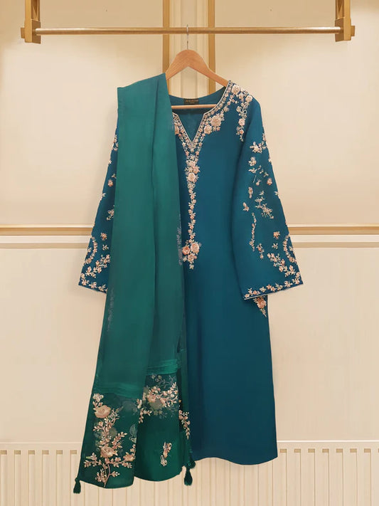 2 PIECE - PURE RAW SILK EMBROIDERED SUIT S108752