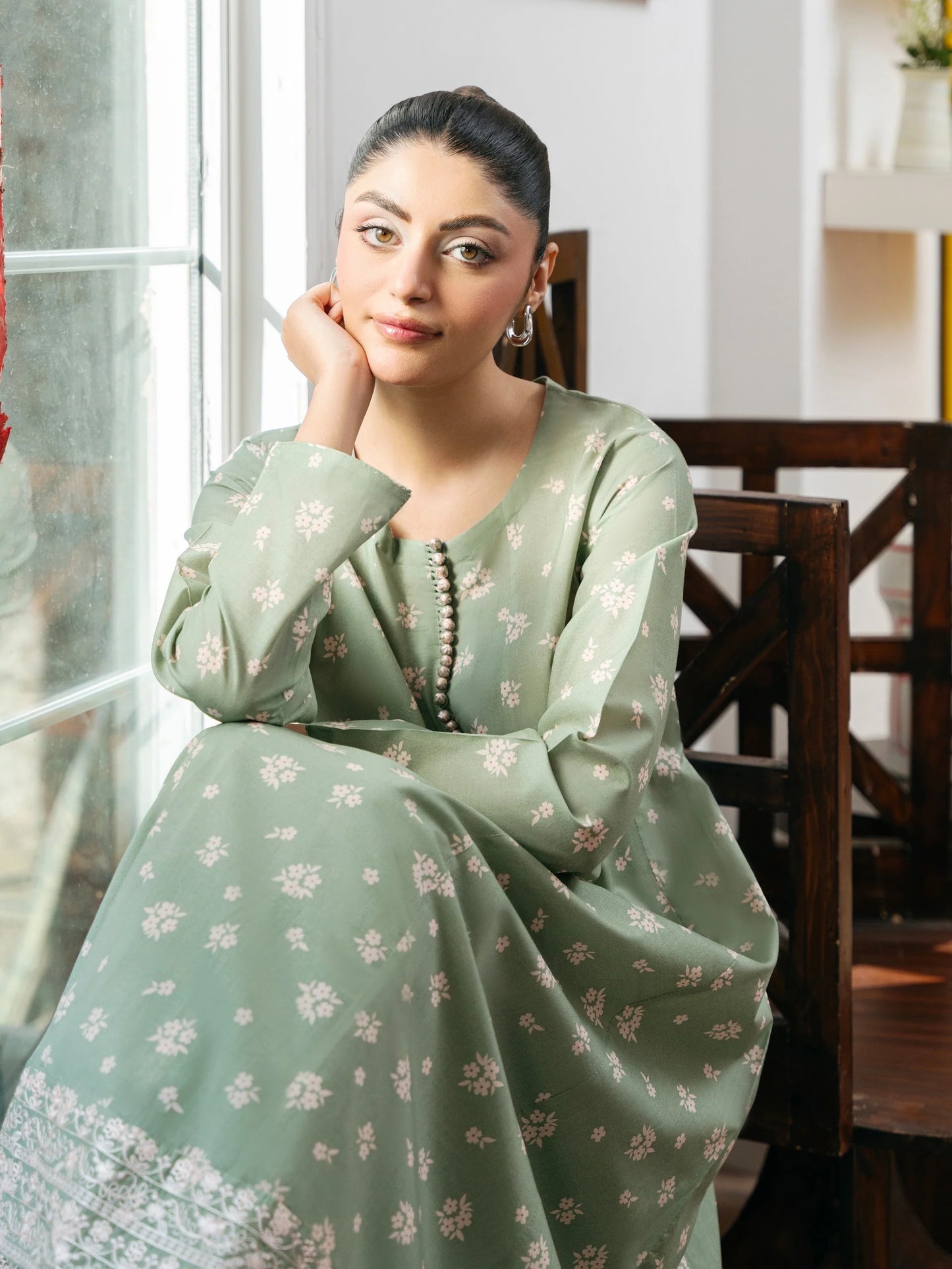 2 Piece - Digital Printed Embroidered Cambric Suit S110396