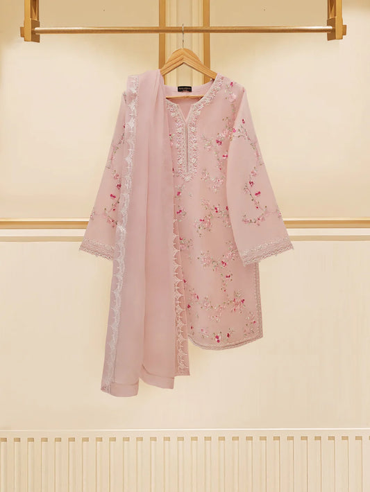 3 PIECE - PURE COTTON NET EMBROIDERED SUIT S109537