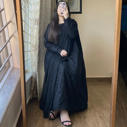 Black Self Embroidered 2PC