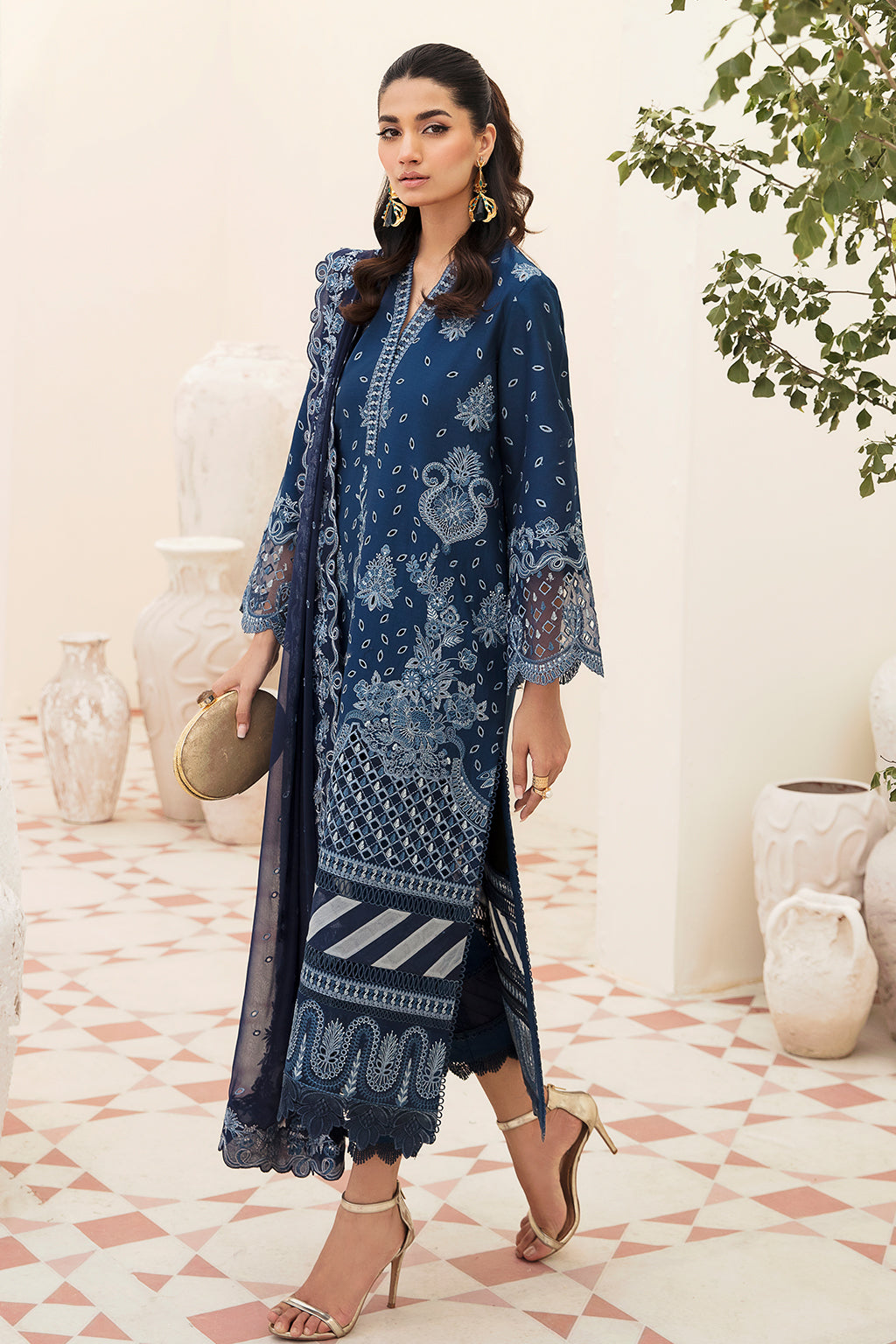 Azure-Chikankari Festive Lawn '23-AFROZEH