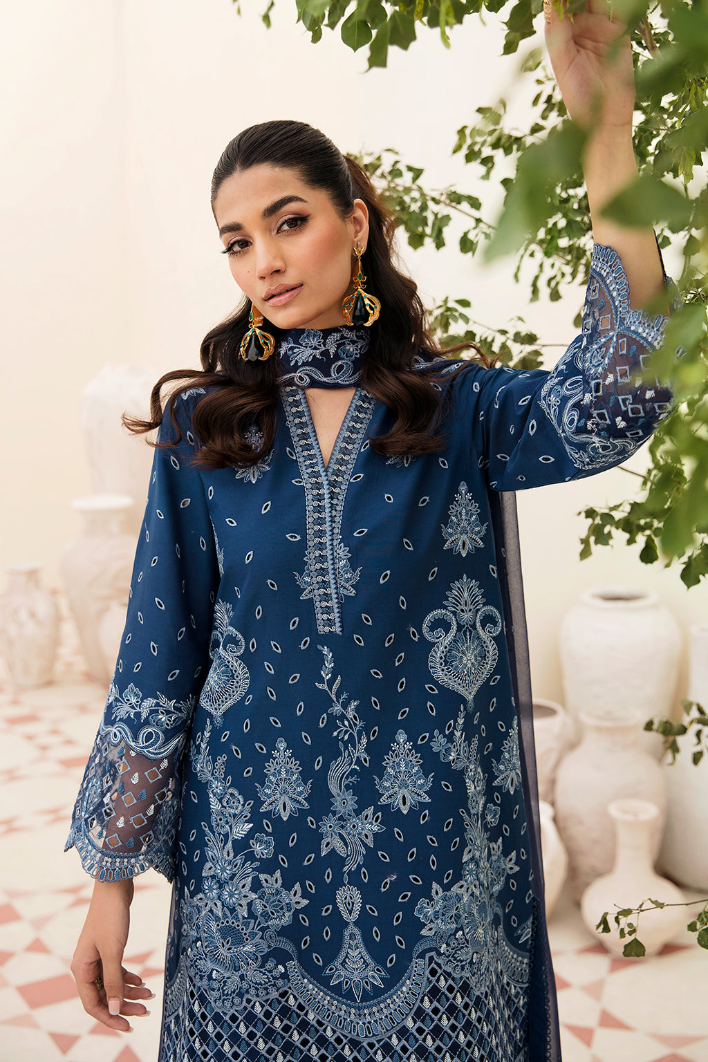 Azure-Chikankari Festive Lawn '23-AFROZEH