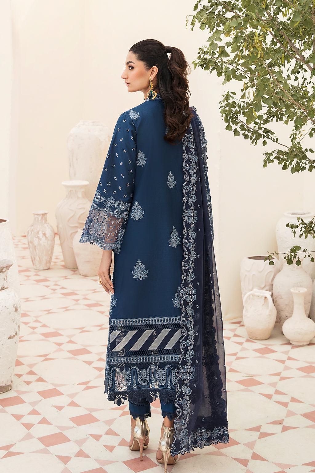 Azure-Chikankari Festive Lawn '23-AFROZEH