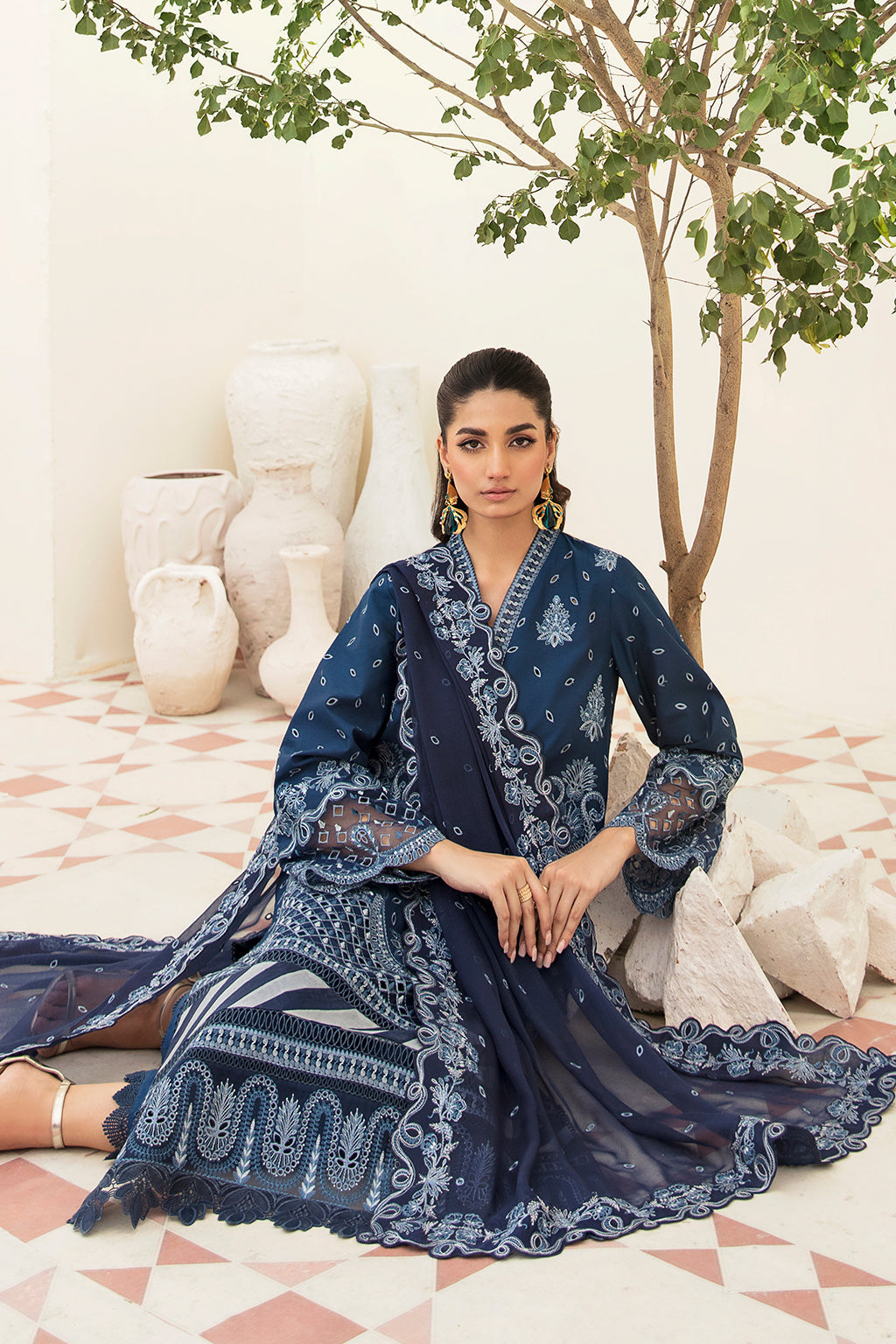 Azure-Chikankari Festive Lawn '23-AFROZEH