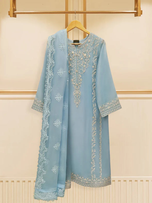 3 PIECE - PURE COTTON NET EMBROIDERED SUIT S108836