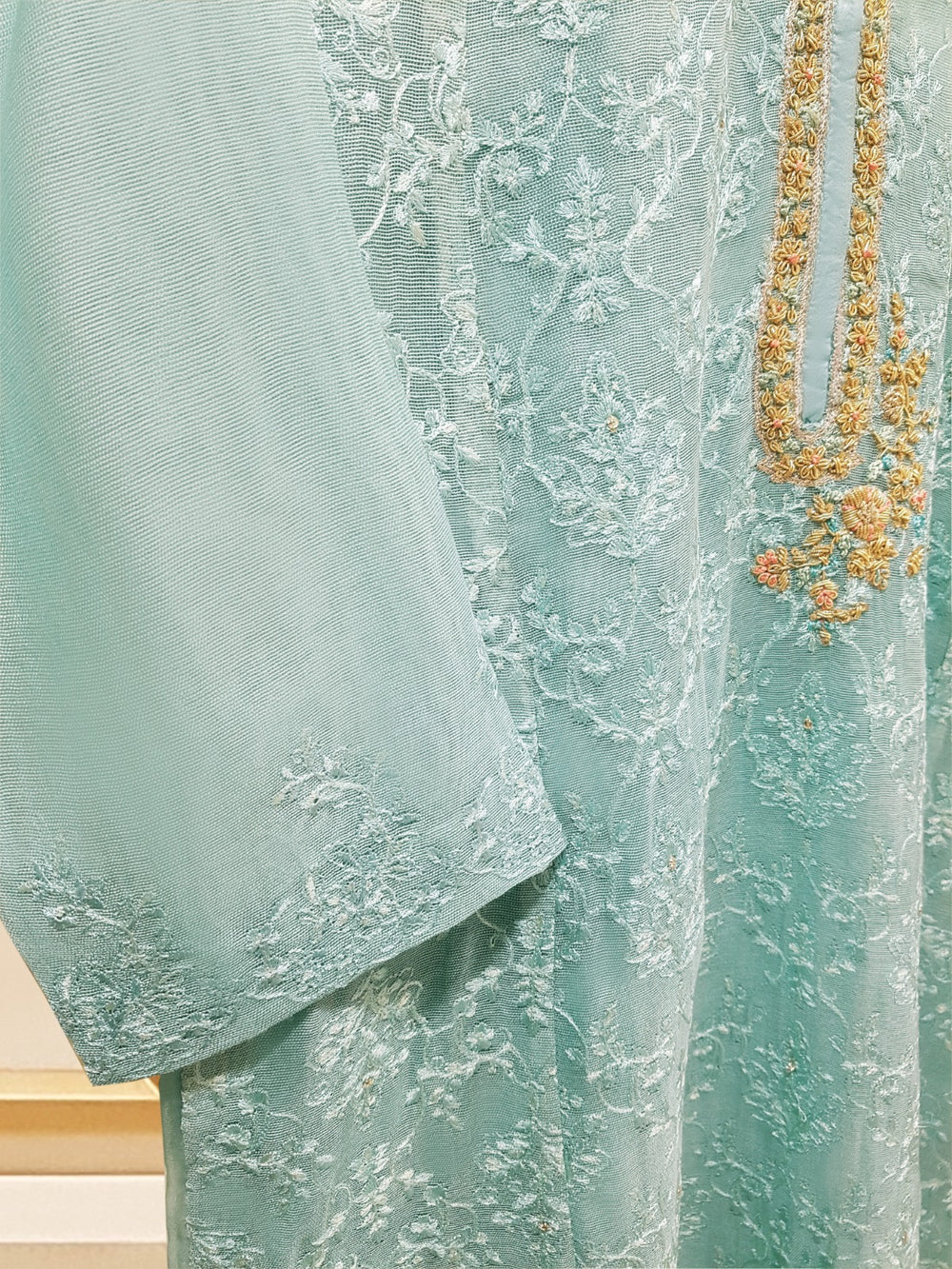 3 PIECE - PURE COTTON NET EMBROIDERED SUIT S108736