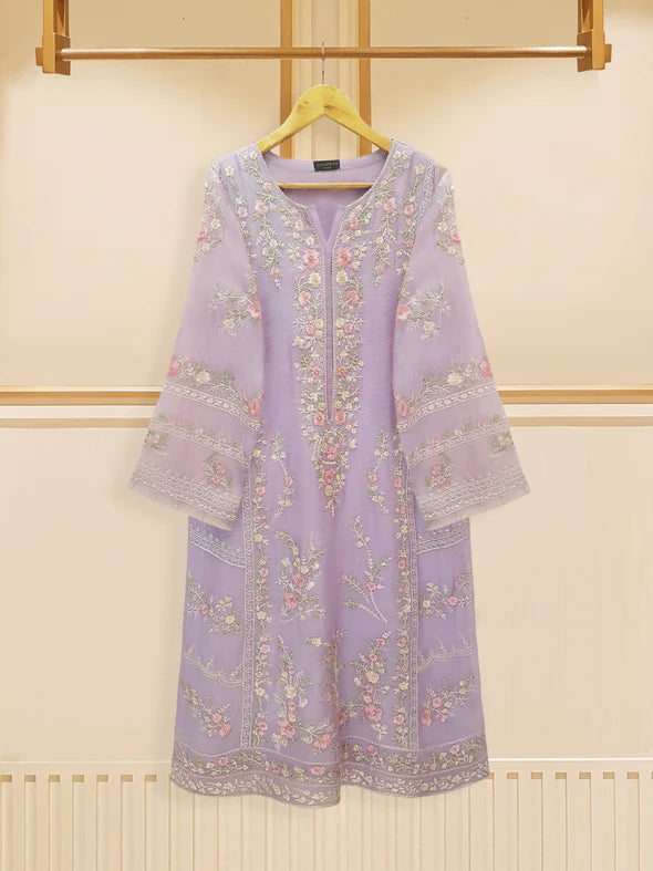 3 PIECE - PURE COTTON NET EMBROIDERED SUIT S109089